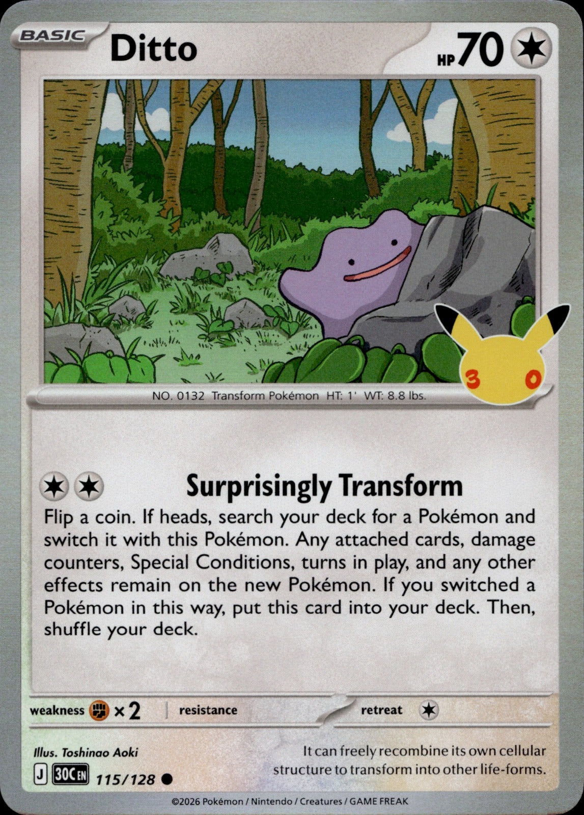 Ditto Holo Common ME: 30th Celebration 115/128 NM