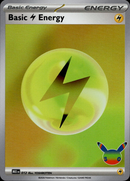 Basic Lightning Energy (30th Celebration) Holo Futuristic Rare MEE: Mega Evolution Energies 012 NM