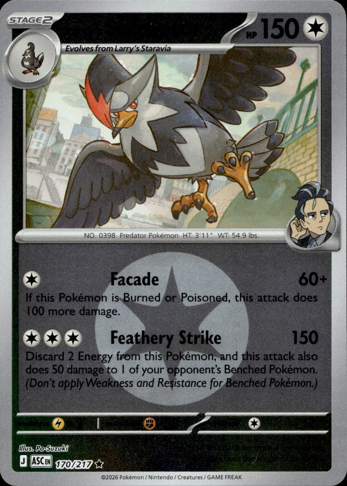 Larry's Staraptor - (Energy Symbol Pattern) Reverse Holo Rare ME: Ascended Heroes 170/217 NM