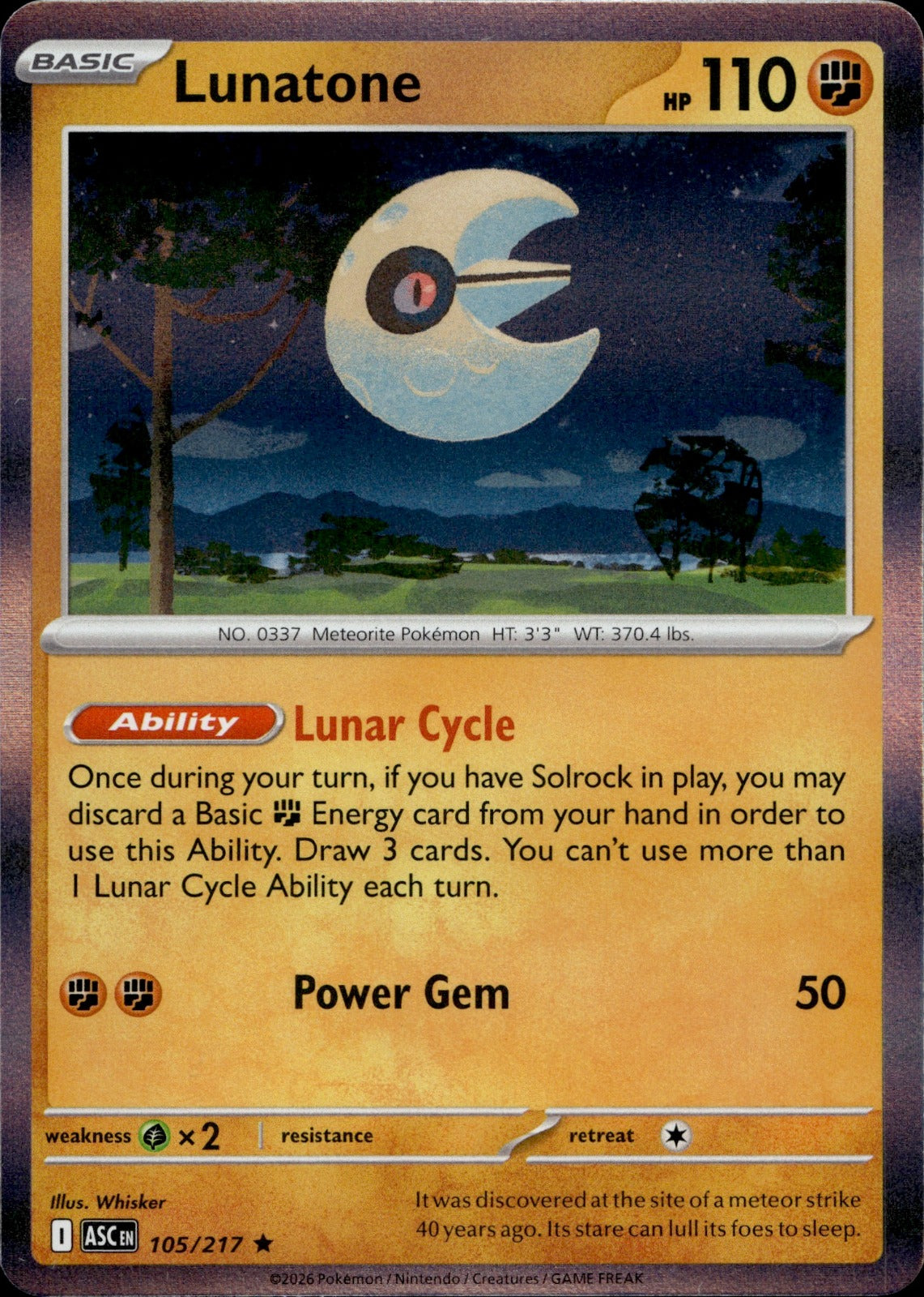 Lunatone Holo Rare ME: Ascended Heroes 105/217 NM