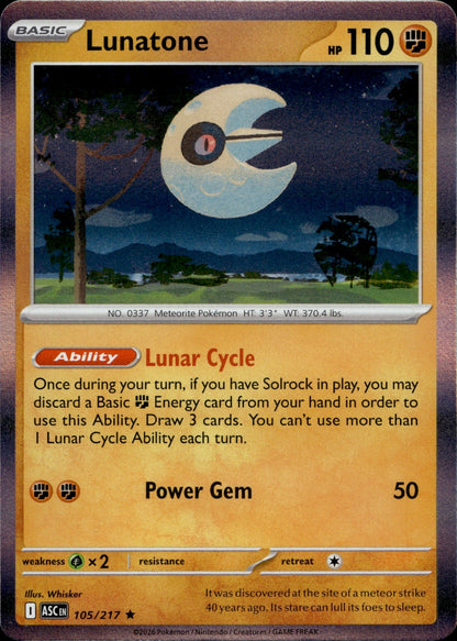 Lunatone Holo Rare ME: Ascended Heroes 105/217 NM