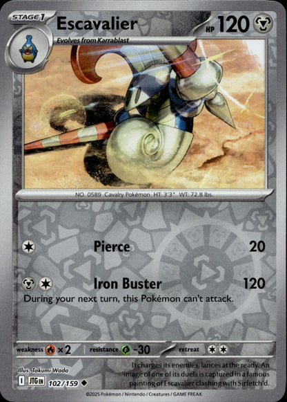 Escavalier Reverse Holo Uncommon SV09: Journey Together 102/159 NM