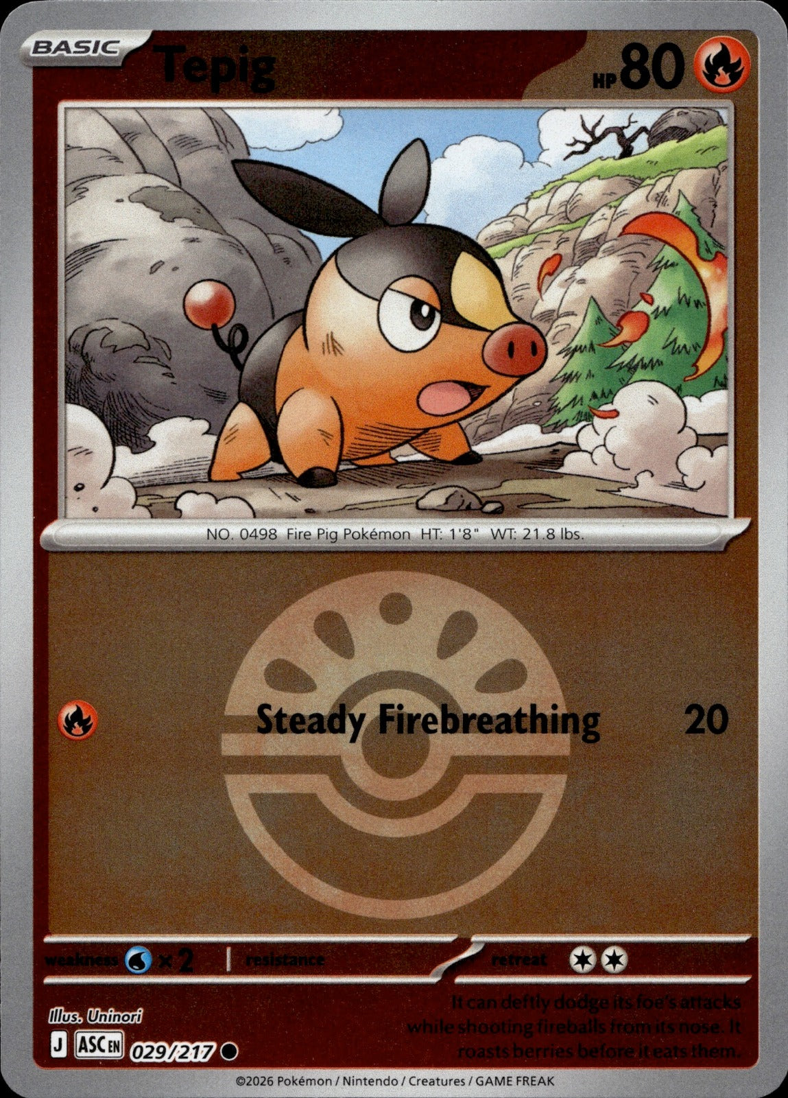 Tepig (Friend Ball) Reverse Holo Common ME: Ascended Heroes 029/217 NM