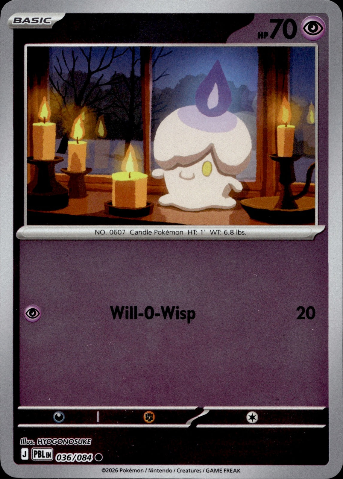 Litwick Reverse Holo Common ME05: Pitch Black 036/084 NM