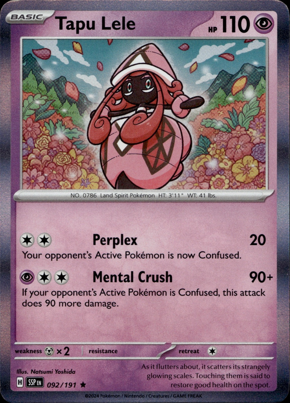 Tapu Lele Holo Rare SV08: Surging Sparks 092/191 NM