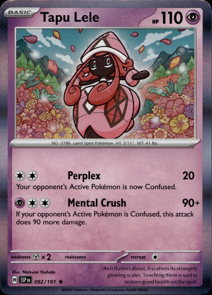 Tapu Lele Holo Rare SV08: Surging Sparks 092/191 NM