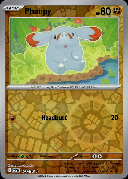 Phanpy Reverse Holo Common SV08: Surging Sparks 102/191 NM