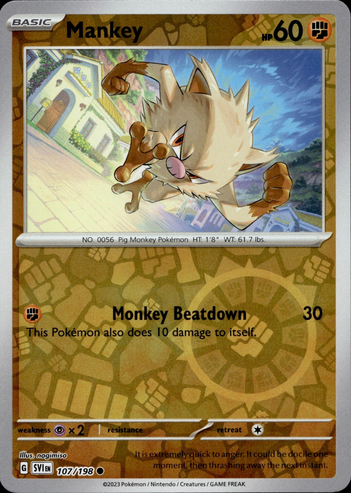 Mankey Reverse Holo Common SV01: Scarlet & Violet Base Set 107/198 NM