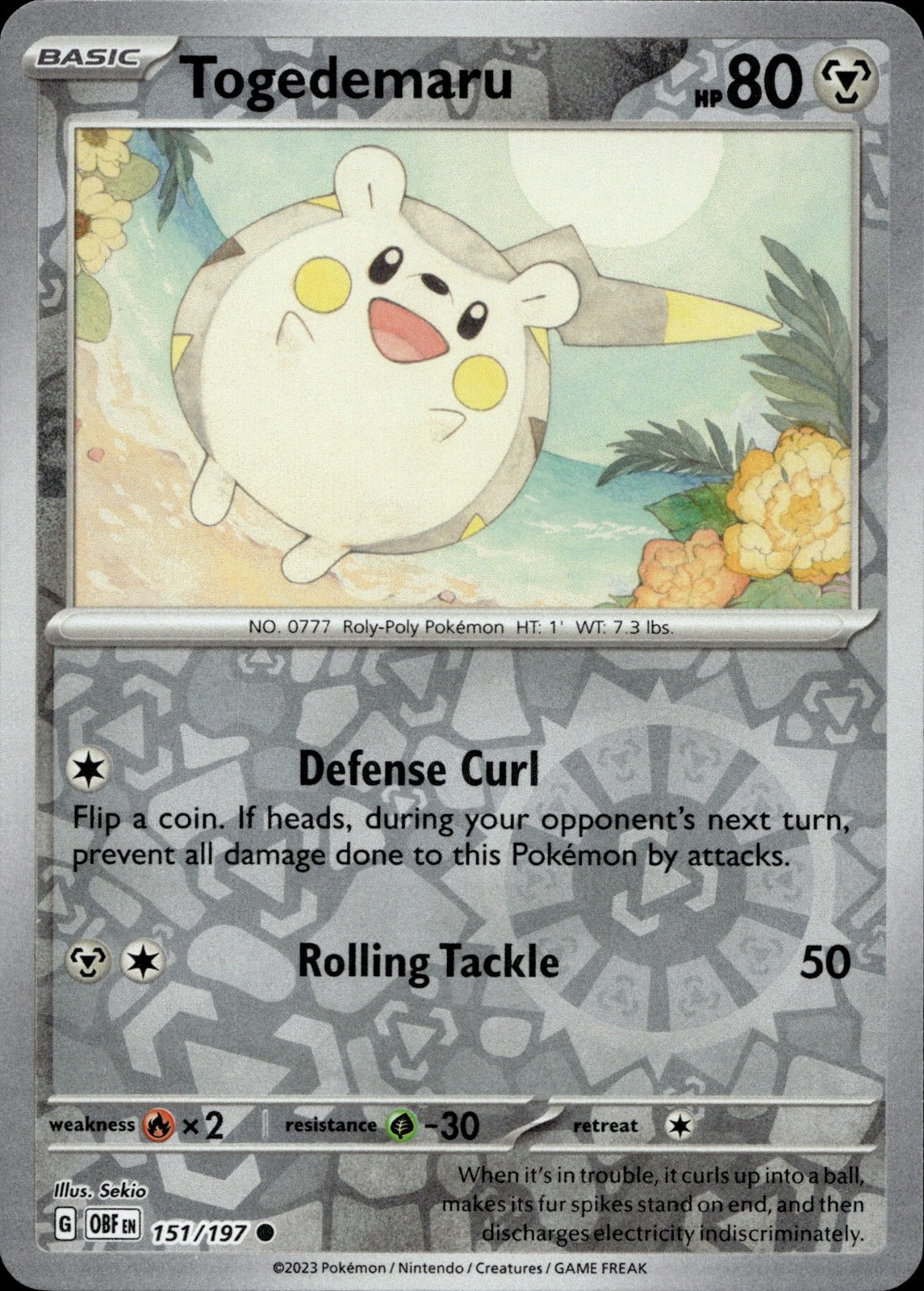 Togedemaru Common SV03: Obsidian Flames 151/197 NM