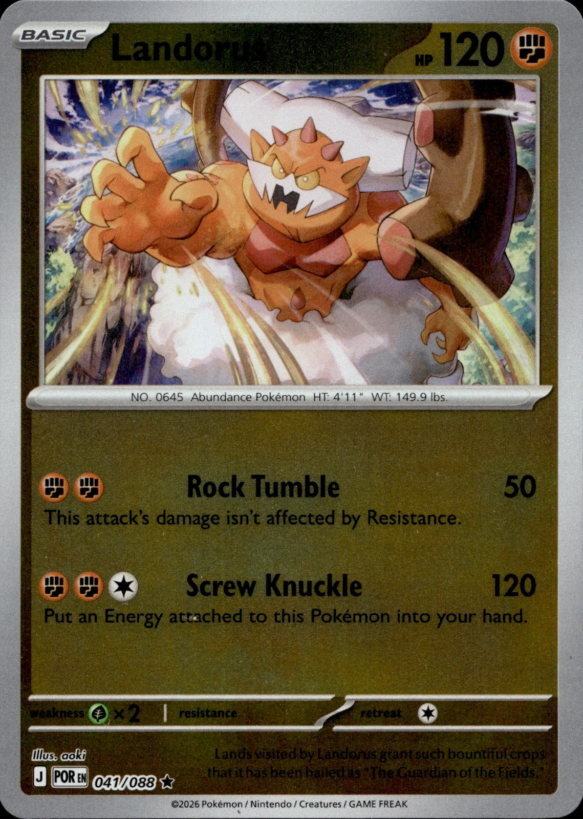 Landorus Holo Rare ME03: Perfect Order 041/088 NM