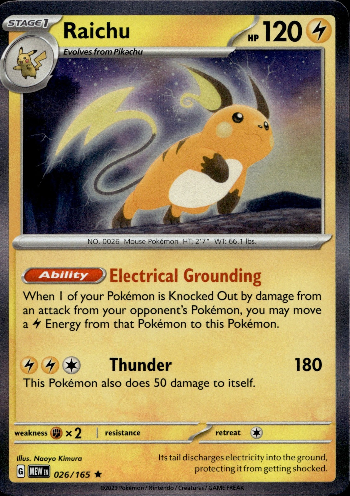 Raichu Holo Rare SV: Scarlet & Violet 151 026/165 NM