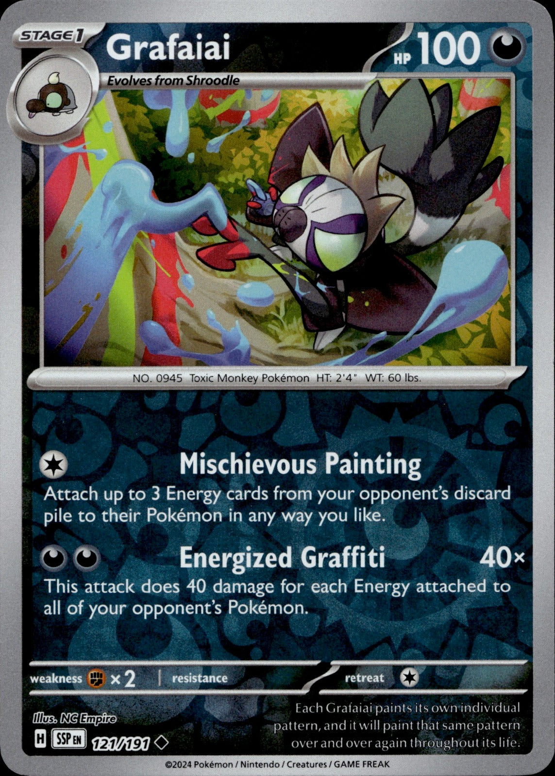 Grafaiai Reverse Holo Uncommon SV08: Surging Sparks 121/191 NM