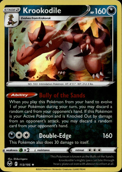 Krookodile Holo Rare SWSH12: Silver Tempest 113/195 NM