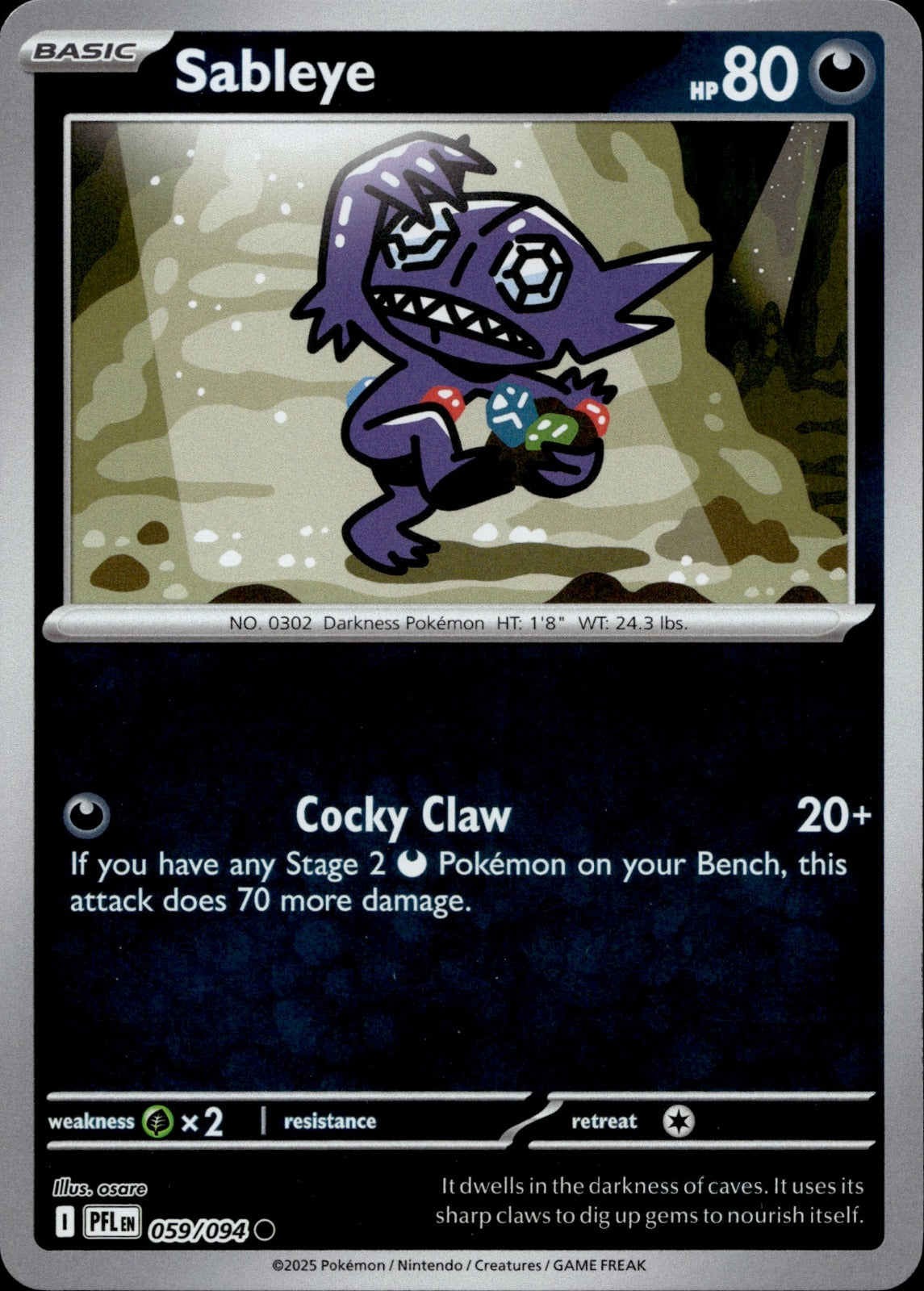 Sableye Common ME02: Phantasmal Flames 059/094 NM