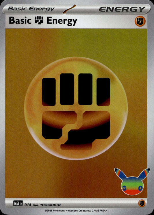 Basic Fighting Energy (30th Celebration) Holo Futuristic Rare MEE: Mega Evolution Energies 014 NM