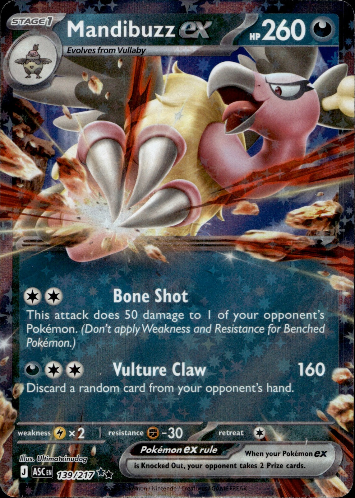 Mandibuzz ex Holo Double Rare ME: Ascended Heroes 139/217 NM