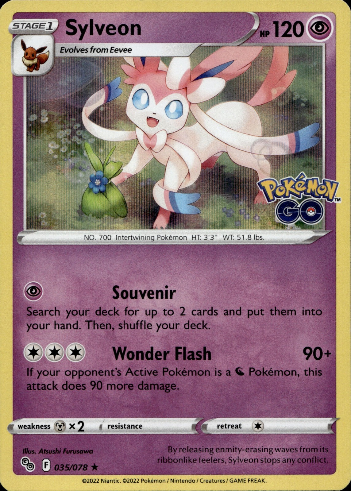 Sylveon Holo Rare Pokemon GO 035/078 NM