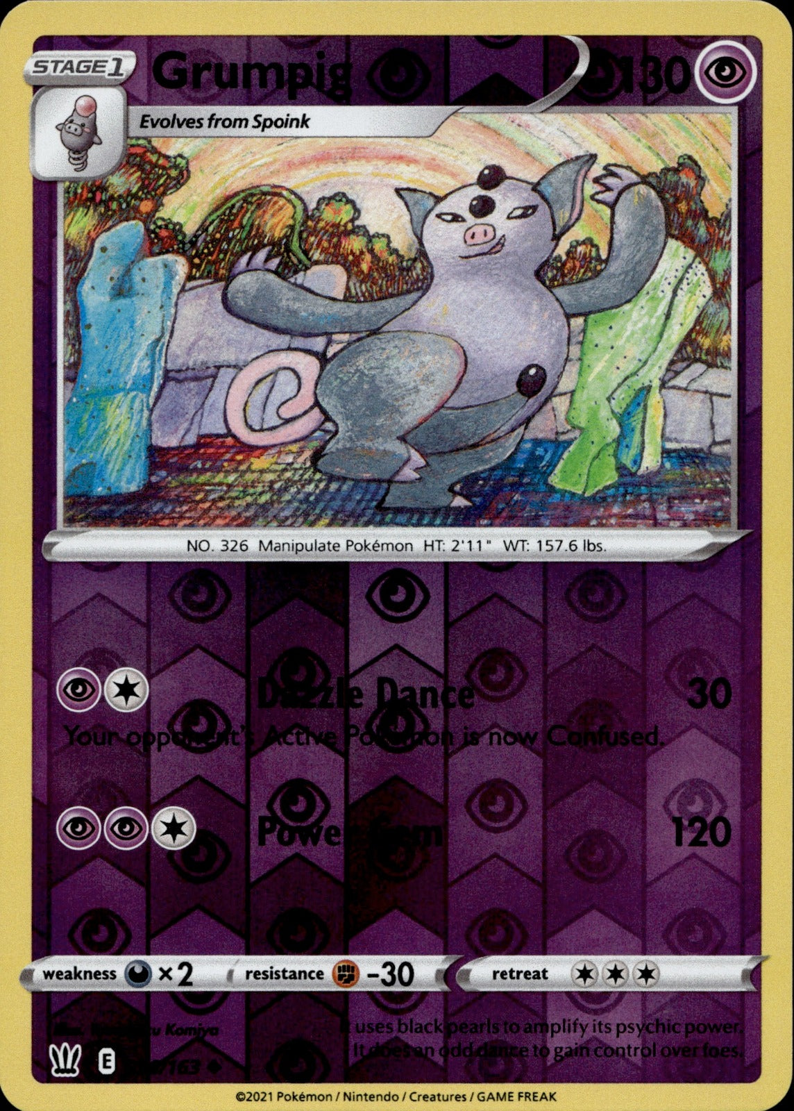 Grumpig Reverse Holo Uncommon SWSH05: Battle Styles 056/163 NM
