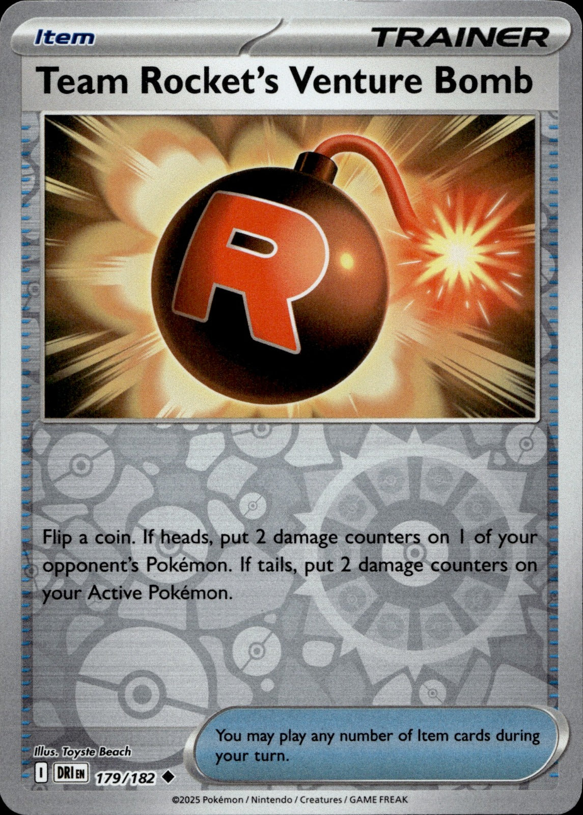 Team Rocket's Venture Bomb Uncommon SV10: Destined Rivals 179/182 NM