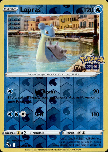 Lapras Reverse Holo Holo Rare Pokemon GO 023/078 NM