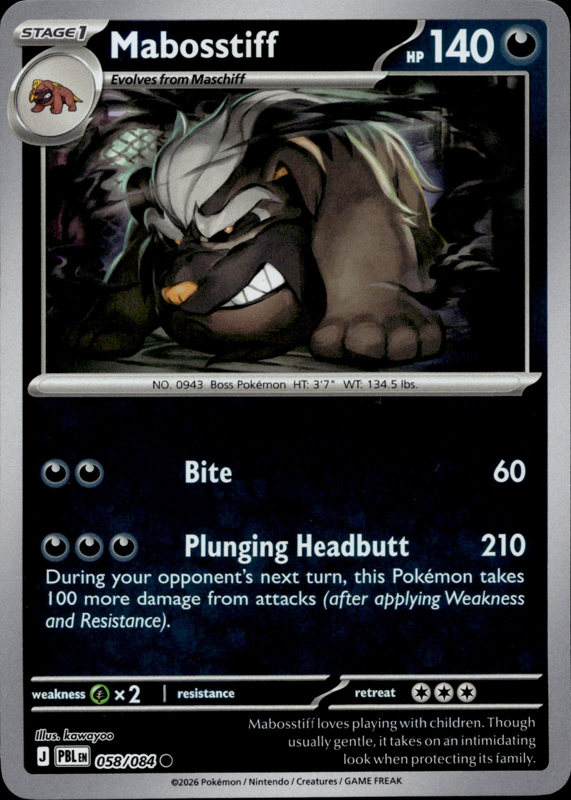 Mabosstiff Common ME05: Pitch Black 058/084 NM