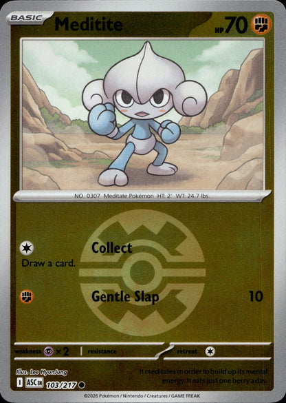Meditite (Quick Ball) Reverse Holo Common ME: Ascended Heroes 103/217 NM