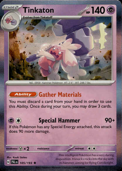 Tinkaton Holo Rare SV02: Paldea Evolved 105/193 NM
