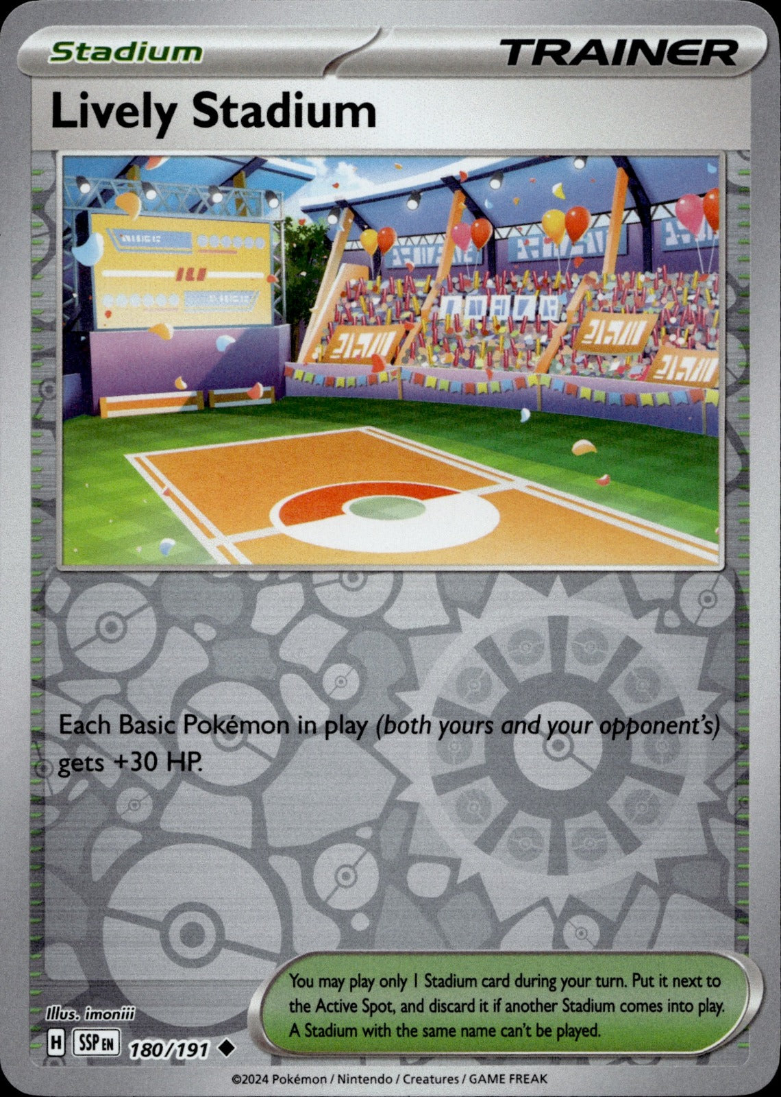 Lively Stadium Reverse Holo Uncommon SV08: Surging Sparks 180/191 NM