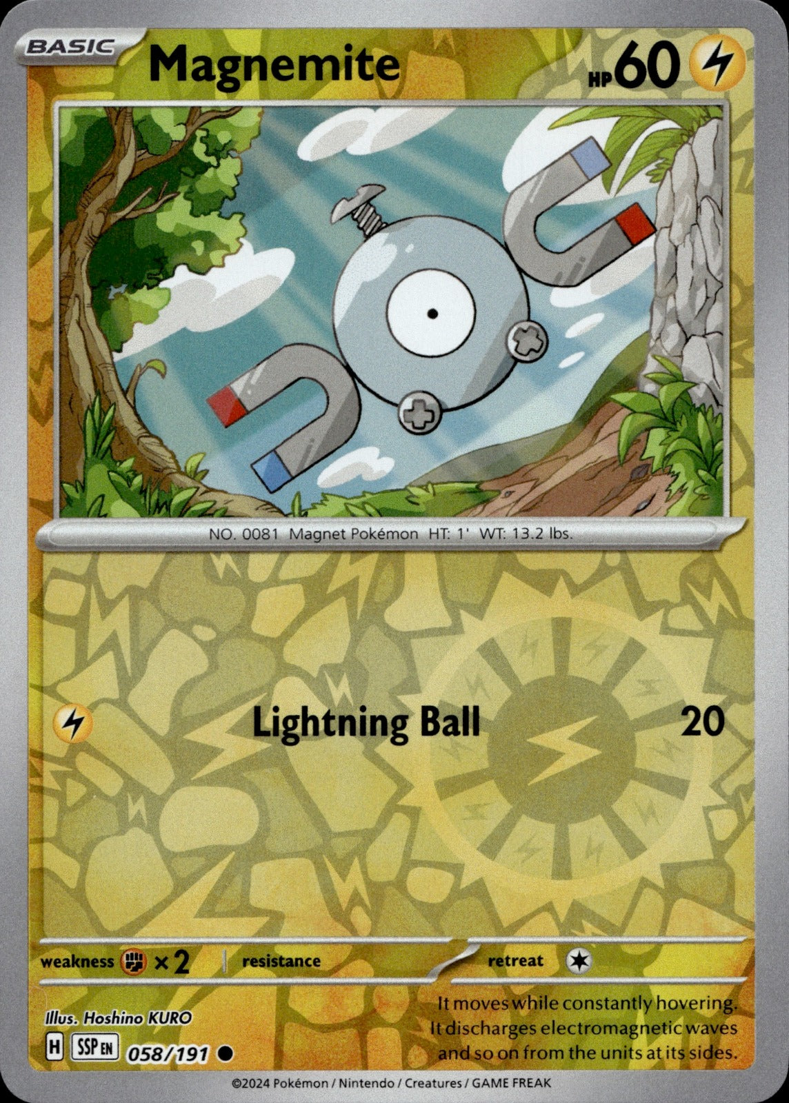 Magnemite Reverse Holo Common SV08: Surging Sparks 058/191 NM