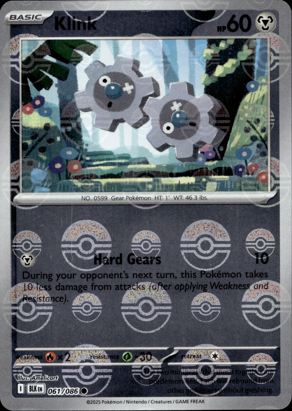 Klink (Poke Ball Pattern) Holo Common SV: Black Bolt 061/086 NM