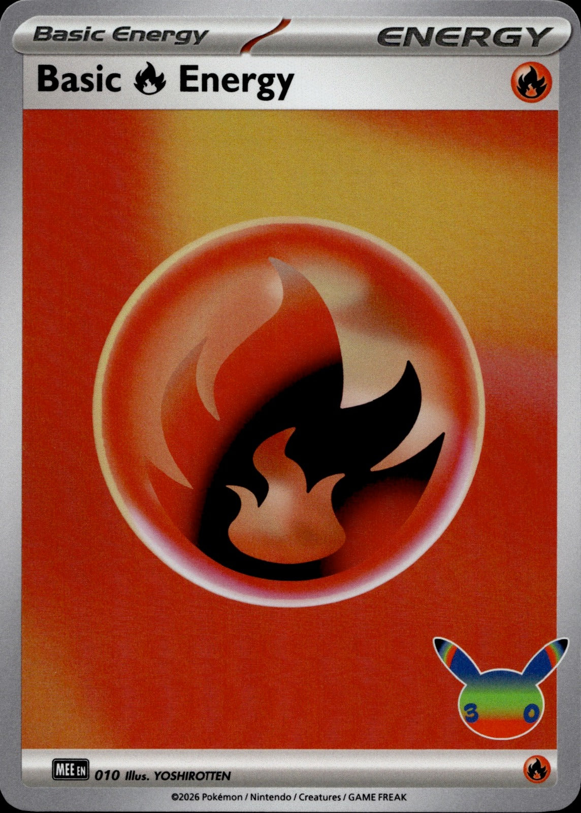 Basic Fire Energy (30th Celebration) Holo Futuristic Rare MEE: Mega Evolution Energies 010 NM