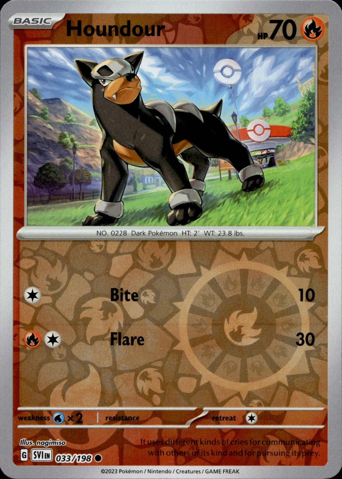 Houndour - Reverse Holo Common SV01: Scarlet & Violet Base Set 033/198 NM