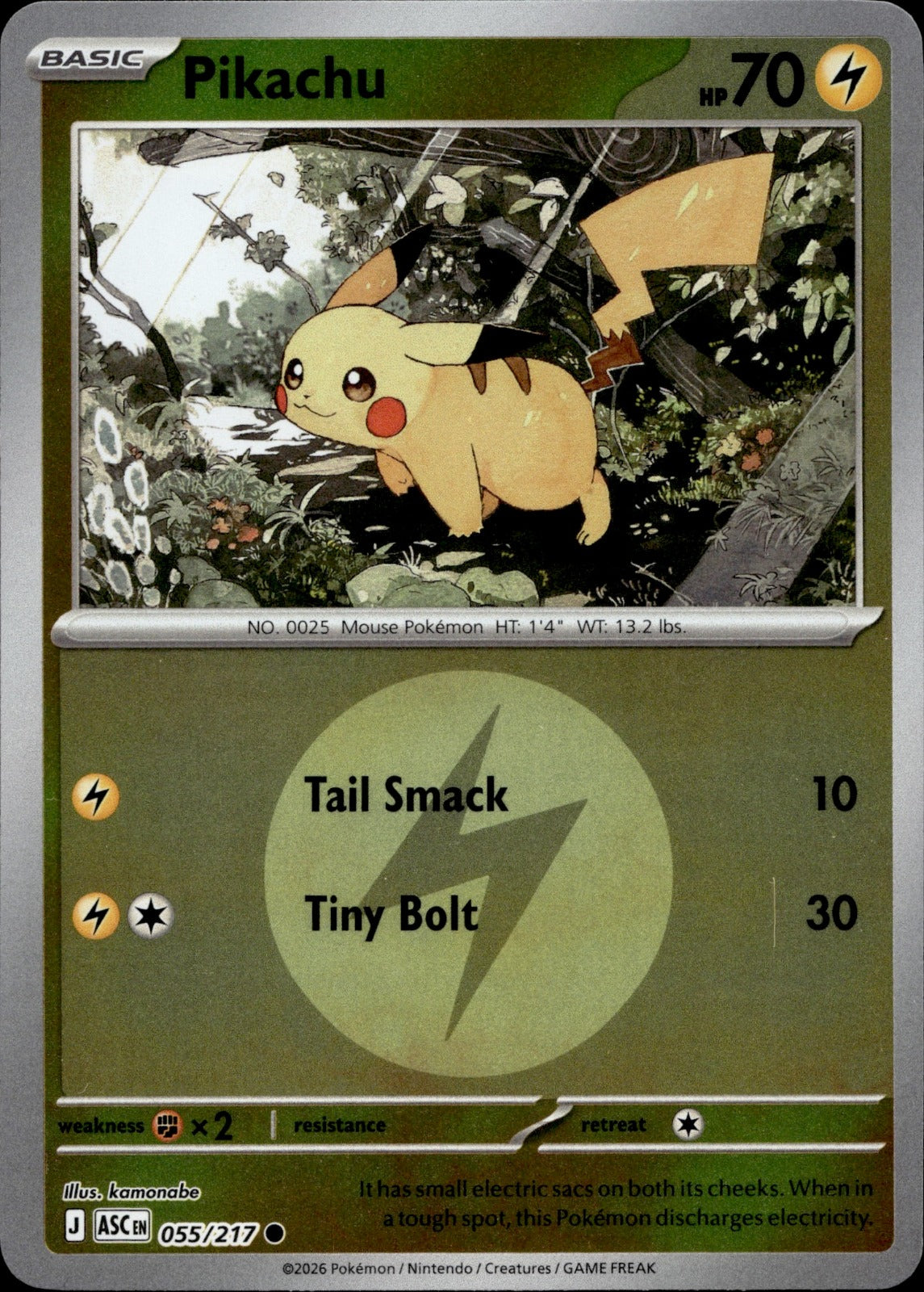 Pikachu (Energy Symbol Pattern) Reverse Holo Common ME: Ascended Heroes 055/217 NM