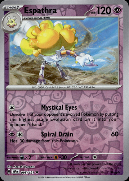 Espathra Reverse Holo Uncommon SV08: Surging Sparks 095/191 NM