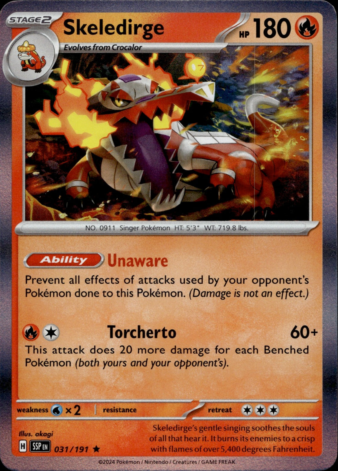 Skeledirge Holo Rare SV08: Surging Sparks 031/191 NM