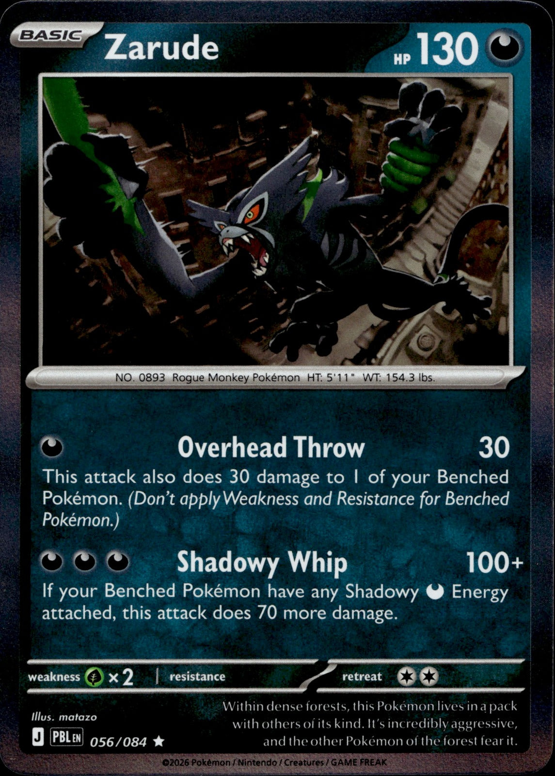 Zarude Holo Rare ME05: Pitch Black 056/084 NM