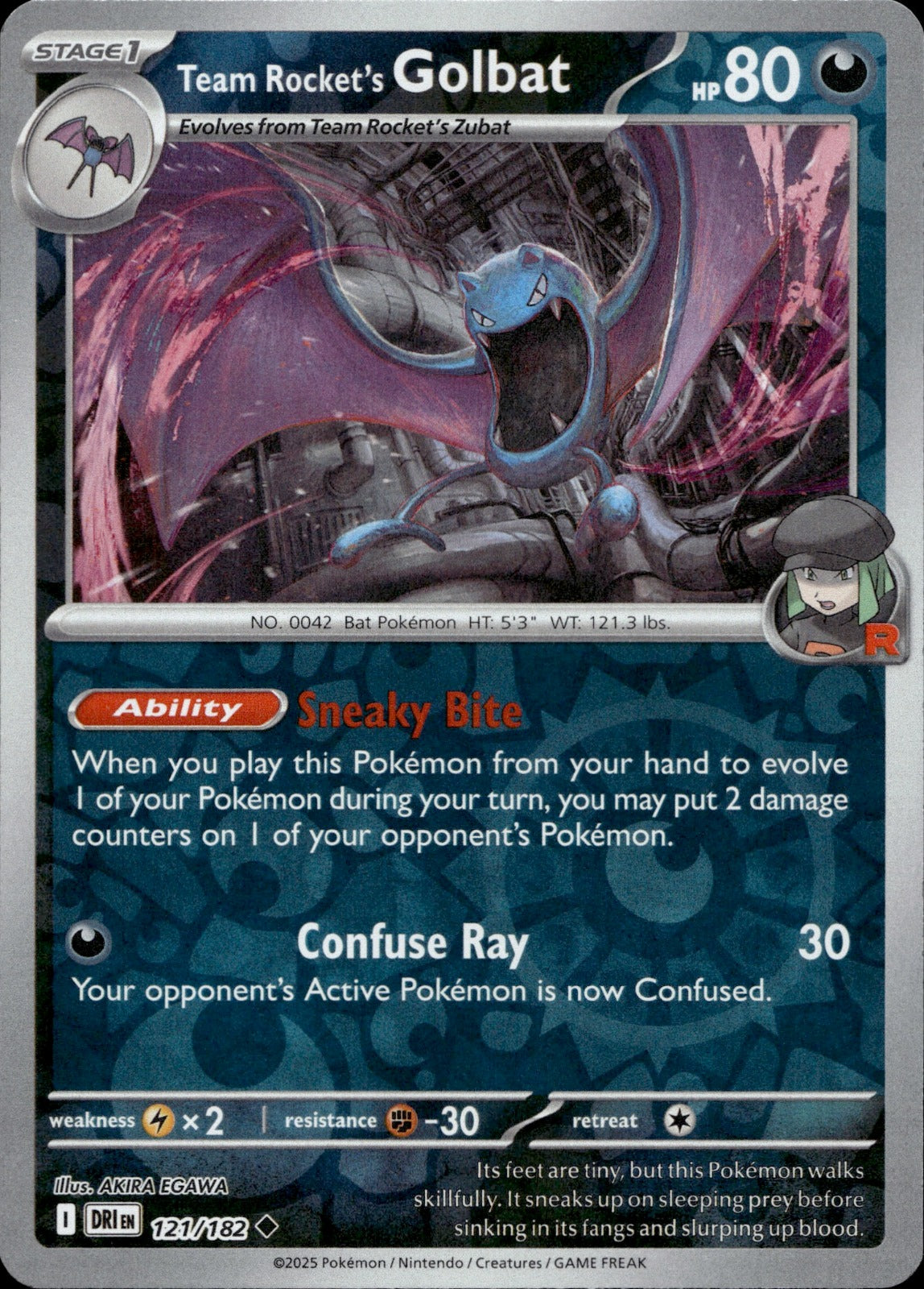 Team Rocket's Golbat Reverse Holo Uncommon SV10: Destined Rivals 121/182 NM