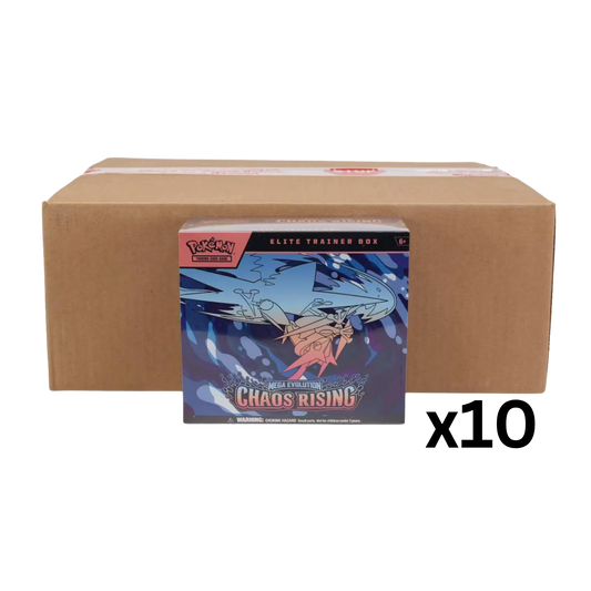 Sealed Case of 10: Pokémon TCG: Mega Evolution Chaos Rising Elite Trainer Boxes (ETB)