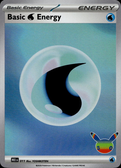 Basic Water Energy (30th Celebration) Holo Futuristic Rare MEE: Mega Evolution Energies 011 NM