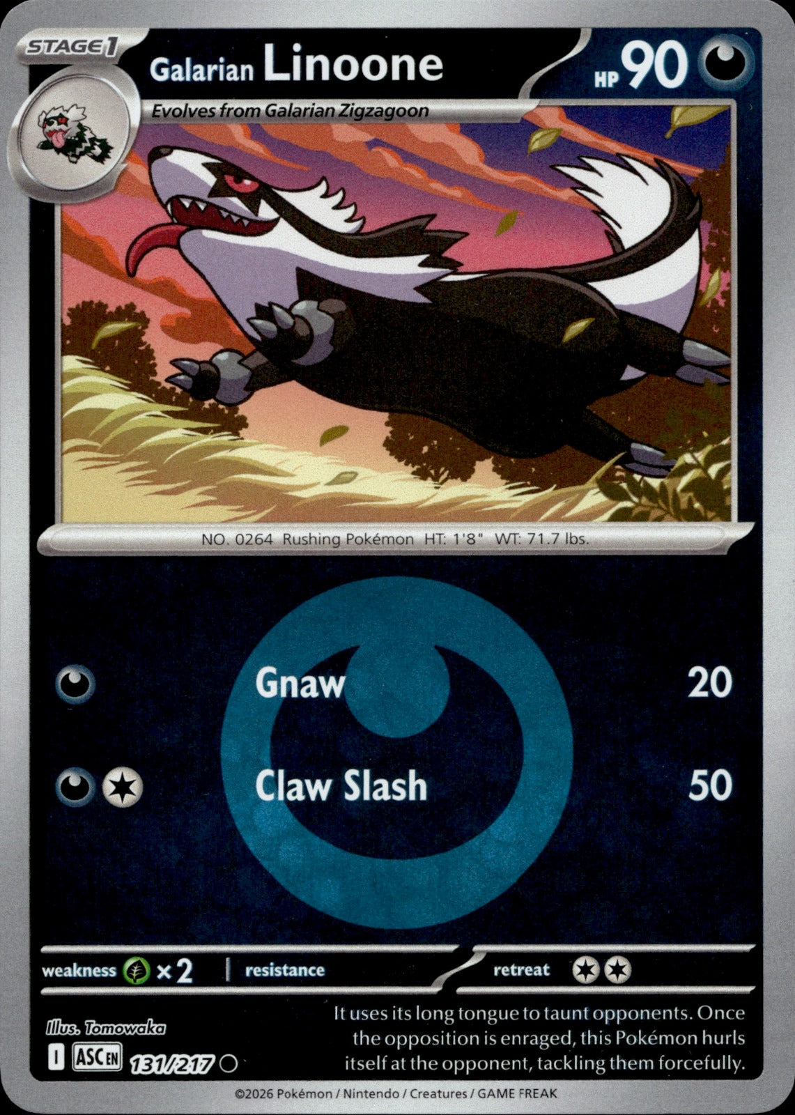 Galarian Linoone (Energy Symbol Pattern) Reverse Holo Common ME: Ascended Heroes 131/217 NM