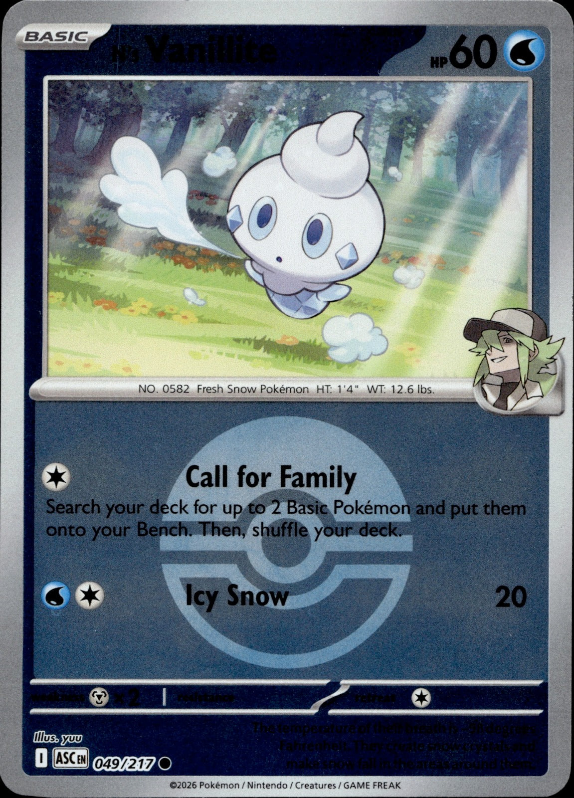 N's Vanillite (Poke Ball) Reverse Holo Common ME: Ascended Heroes 049/217 NM