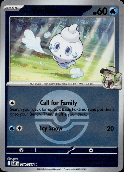 N's Vanillite (Poke Ball) Reverse Holo Common ME: Ascended Heroes 049/217 NM