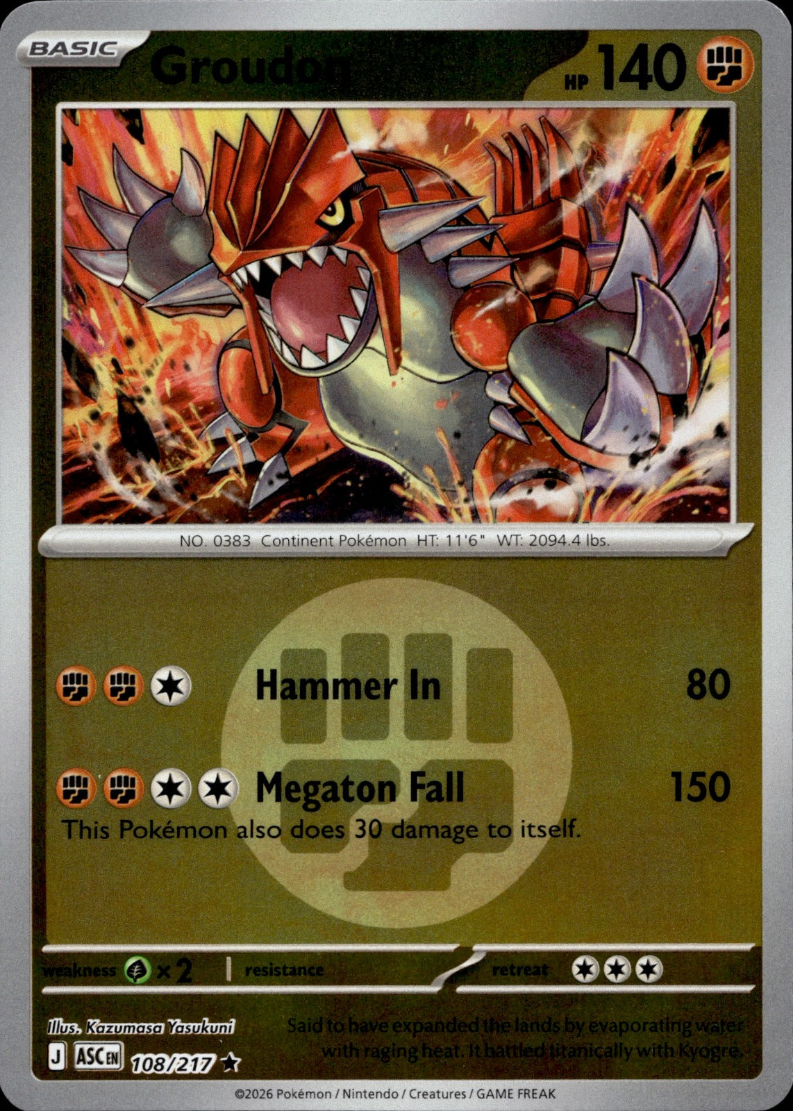 Groudon (Energy Symbol Pattern) Reverse Holo Rare ME: Ascended Heroes 108/217 NM