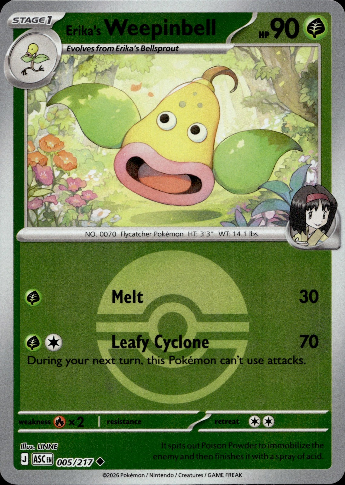 Erika's Weepinbell (Poke Ball) Reverse Holo Uncommon ME: Ascended Heroes 005/217 NM