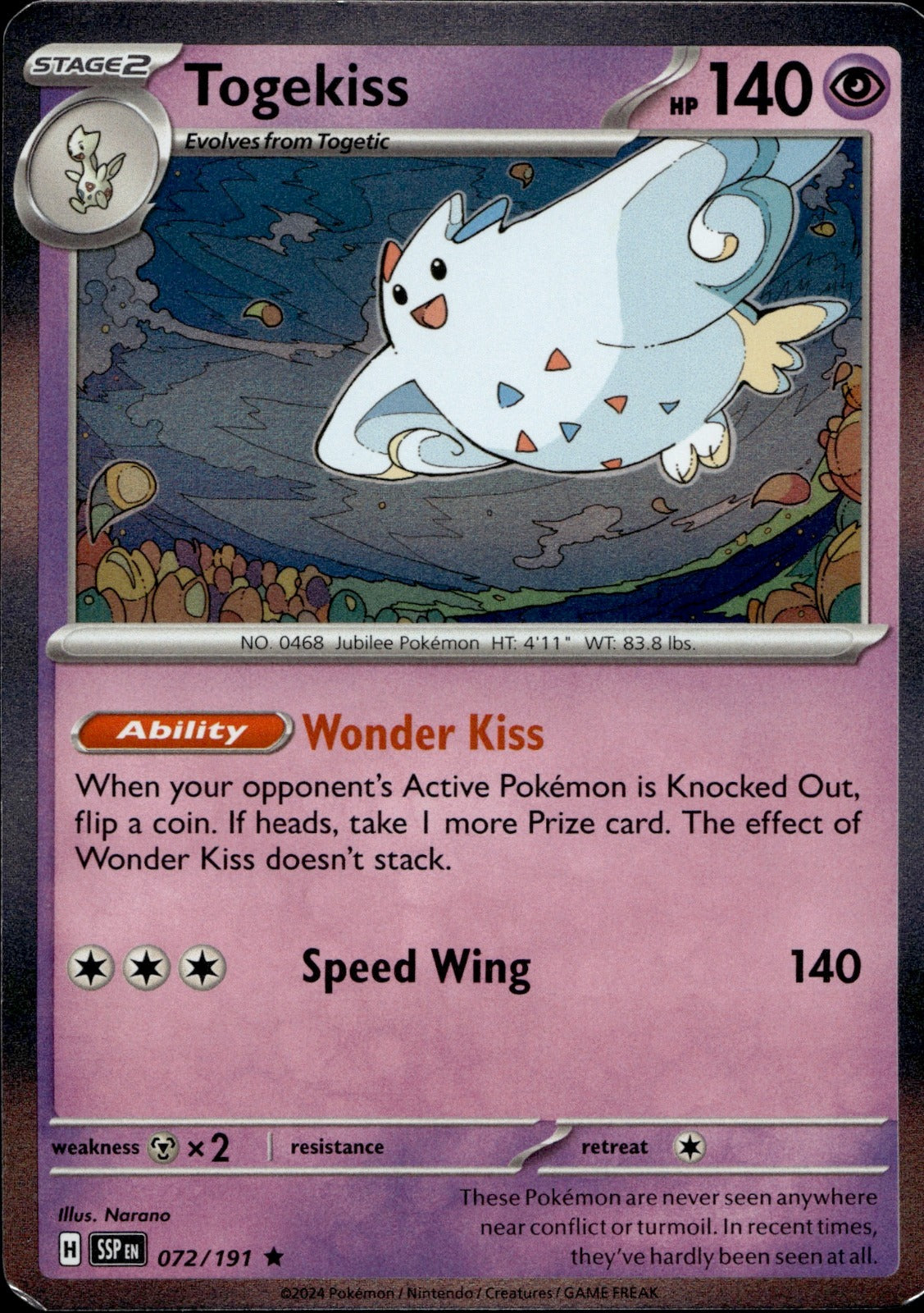 Togekiss Holo Rare SV08: Surging Sparks 072/191 NM