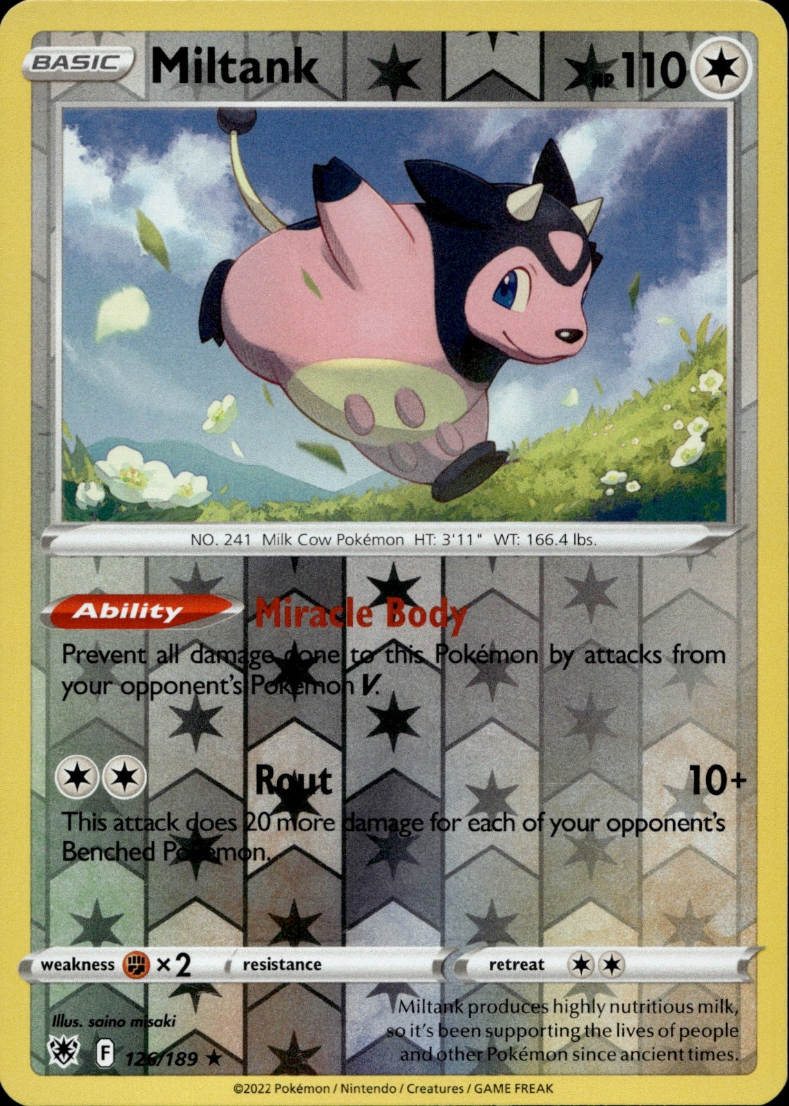 Miltank Reverse Holo Holo Rare SWSH10: Astral Radiance 126/189 NM