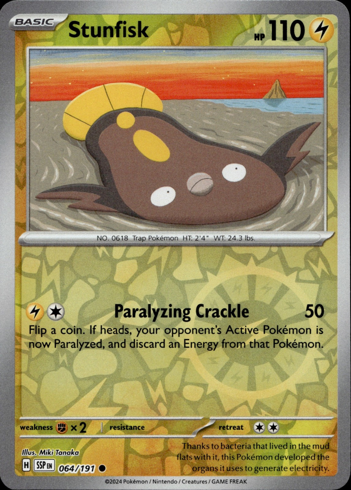Stunfisk Reverse Holo Uncommon SV03: Obsidian Flames 112/197 NM
