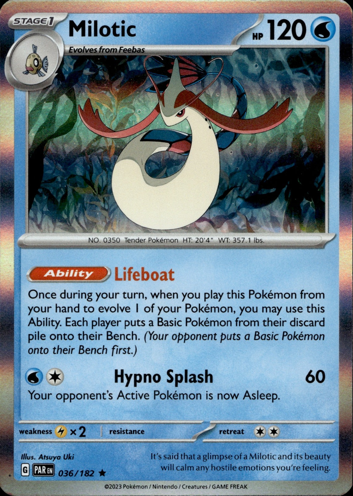Milotic Holo Rare SV04: Paradox Rift 036/182 NM