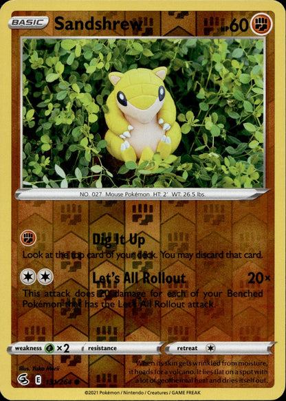 Sandshrew Reverse Holo Common SWSH08: Fusion Strike 131/264 NM