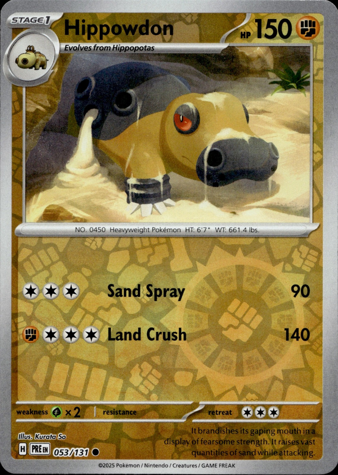 Hippowdon Reverse Holo Common SV: Prismatic Evolutions 053/131 NM